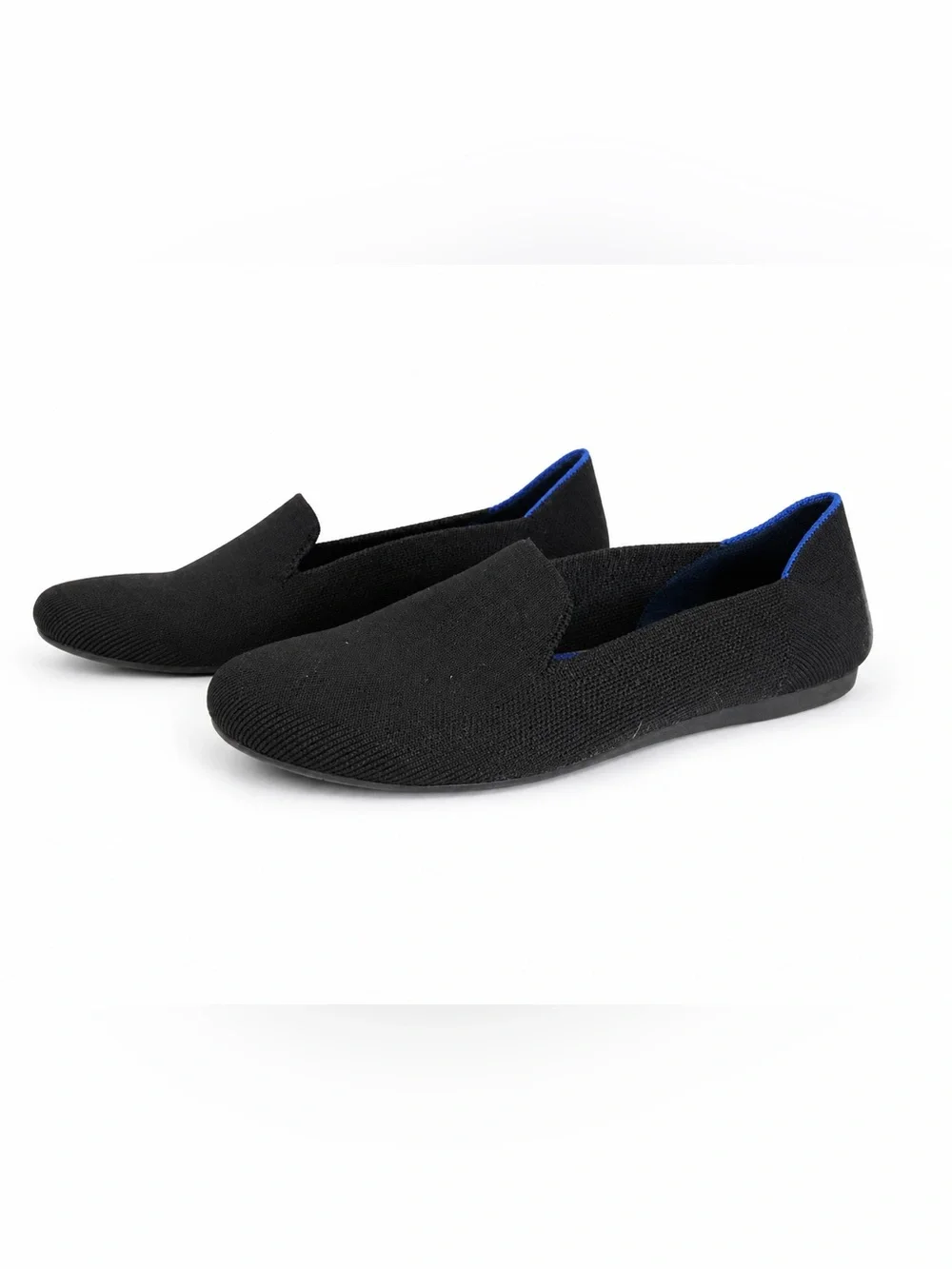 Rothy’s The Loafer Black Cobalt Blue Trim Washable Flats Women’s 8.5